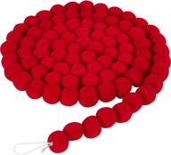 orchid & ivy 7 foot red wool felt ball pom pom garland: vintage christmas tree decor, holiday party, wall decoration, crafts, kids room логотип