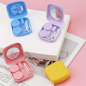 img 3 attached to Convenient 4PCS Contact Lens Case with Mirror for Travel & Home - Colorful Holder & Storage Kit (Yellow, Pink, Blue Purple)