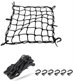 img 4 attached to 🏍️ ZMFLL Black 15"x15" Motorcycle Cargo Net with 6 Adjustable Hooks & 2"x2" Mesh - Stretch up to 30"x30" - Ideal for Cargo or Helmet Storage