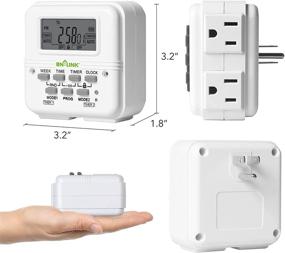 img 1 attached to ⏰ 7 Day Heavy Duty Digital Programmable Timer Outlet - Dual Electrical Outlet Timer with Two Independently Plug-in Grounded Outlets Switch, 8 ON/Off Programs - 3 Prong Timer for Light Lamp Fan - 15A/1875W by BN-LINK