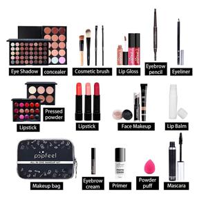 img 3 attached to 💄 Ultimate All-in-One Makeup Kit: Complete Set for Women with Brushes, Eyeshadows, Lip Glosses, Bag, Mascara, and Face Makeup