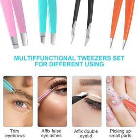 img 2 attached to bedace Tweezers for Women: 4 Pack Precision Eyebrow Tweezers Set in Leather Travel Case – Ideal for Ingrown Hair, Plucking, and Daily Beauty Needs