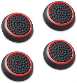 img 4 attached to 🎮 Fosmon (Pack of 4) Performance Thumb Grips Compatible with PS5, PS4, Xbox One, Xbox Series X/S Controllers - Analog Stick Joystick Enhancers (Black/Red)
