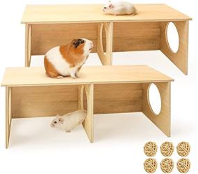 img 4 attached to 🐹 2-Pack Multi-Chamber Hamster House Maze: Secret Peep Shed, Hideout & Tunnel Exploring Toys with 6 Sepak Takraw Pieces - Perfect for Chinchillas, Guinea Pigs, Gerbils, Hamsters