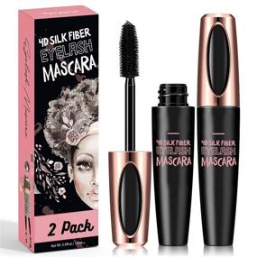 img 4 attached to 💃 4D Silk Fiber Lash Mascara - Lengthening, Thick & Long Lasting, Waterproof & Smudge-Proof - Hypoallergenic Formula 2 Pack!