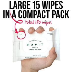 img 2 attached to HAVIT Flushable Wet Wipes Travel Packs - 180 Unscented Plant-Based Wipes for Adults, Infused with Aloe, Green Tea, Chamomilla, and Purified Water - pH Balanced 6 - Septic and Sewer Safe - 12 On-The-Go Packs of 15