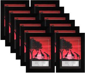 img 4 attached to Americanflat 12-Piece Black Composite Wood Gallery Wall Picture Frame Set - 4x6 Size with Polished Plexiglass - Horizontal and Vertical Formats for Wall and Tabletop Display