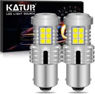 katur 1156 ba15s p21w 7506 светодиодные лампы: супер яркий 12pcs 3030 и 8pcs 3020 чипов, 🔆 canbus error-free замена для поворотного сигнала, задний ход, стоп-сигнала, парковочного и rv-освещения, ксеноново-белого цвета (набор из 2) логотип