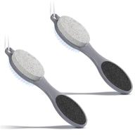 🦶 gray 4 in 1 pedicure tool set: foot scrubber brush, foot file, callus remover, and more for dry and wet foot care dead skin remover logo