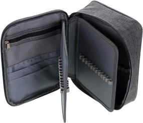 img 2 attached to BTSKY Grey Zipper Pencil Case - High Capacity Multi-Functional Stationery Pouch with 72 Slots, Portable Pencil Bags and 2 Removable Sleeves for Colored Pencils