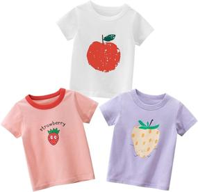 img 4 attached to 👧 Adorable Kumary Toddler Little Girls' Clothing - 3 Packs of Sleeve Tops