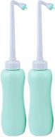 portable handheld bidet bottle: 2 pack travel sprayer kit for personal hygiene care on-the-go – green bottle with extra long pointed nozzle for women, baby, and elderly logo