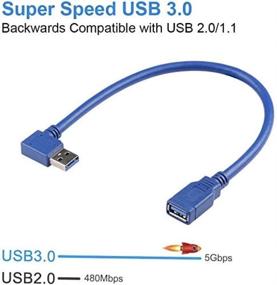 img 3 attached to 1FT USB 3.0 Удлинительный кабель 2 штуки - Угловой адаптер USB 90 градусов слева и справа Мужской к Женскому - Короткие кабели USB3 для ноутбука, телевизора, USB-диска, мыши, жесткого диска, камеры