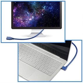 img 1 attached to 1FT USB 3.0 Удлинительный кабель 2 штуки - Угловой адаптер USB 90 градусов слева и справа Мужской к Женскому - Короткие кабели USB3 для ноутбука, телевизора, USB-диска, мыши, жесткого диска, камеры