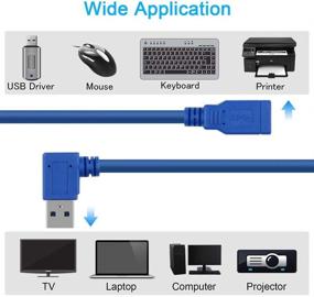 img 2 attached to 1FT USB 3.0 Удлинительный кабель 2 штуки - Угловой адаптер USB 90 градусов слева и справа Мужской к Женскому - Короткие кабели USB3 для ноутбука, телевизора, USB-диска, мыши, жесткого диска, камеры