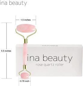 img 1 attached to ✨ Ina Beauty Authentic Rose Quartz Face and Neck Roller: Sculpting, Slimming, Firming, Anti-Aging & Anti-Puffiness Massager - High-Quality Welded Metal to Prevent Breakage Unlike Inferior Models