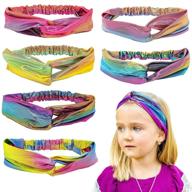 mermaid knotted headbands for girls - frog sac 6pcs, kids knot headwraps, criss cross tie dye head bands, mermaid headband party favors, cute turban hairbands with metallic hair bands logo