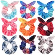 🐰 funtopia bow scrunchies: 9 pcs cute rabbit ear hair ties for women, girls, and kids logo