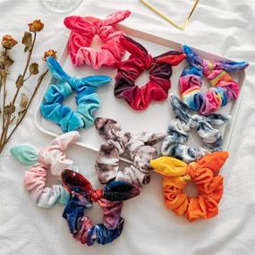 img 3 attached to 🐰 Funtopia Bow Scrunchies: 9 шт. Милые обнижатели с ушками кролика для женщин, девочек и детей