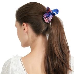 img 1 attached to 🐰 Funtopia Bow Scrunchies: 9 Pcs Cute Rabbit Ear Hair Ties for Women, Girls, and Kids