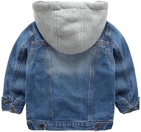 img 3 attached to 👶 D-Sun Kid Baby Boys Denim Jackets Coats with Hood, Lapel, Zipper & Pocket - Trendy Outwears for Every Day