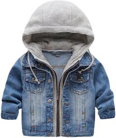 img 4 attached to 👶 D-Sun Kid Baby Boys Denim Jackets Coats with Hood, Lapel, Zipper & Pocket - Trendy Outwears for Every Day