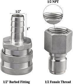 img 3 attached to 🧰 FERRODAY Stainless Steel Quick Disconnect Set - 1/2 NPT Female Disconnect with 1/2" Barb Brewing Quick Disconnect for Efficient Wort Pump and Chiller Connections - Includes Ball Valve Hose Fitting & O-rings