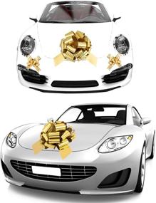 img 3 attached to 🎁 Whaline Golden Big Car Pull Bow with Gift Bows - Perfect for Wedding Car, Graduation, Birthday, Christmas & More (16'')