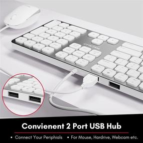 img 2 attached to 👩 Macally Wired Mac Keyboard with Number Keypad - 2 USB Ports Hub Included - Compatible Apple Keyboard Wired for Mac, MacBook Pro, MacBook Air Laptops - Silver Aluminum Finish - MLUXKEYA