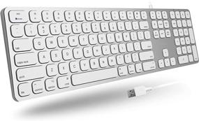 img 4 attached to 👩 Macally Wired Mac Keyboard with Number Keypad - 2 USB Ports Hub Included - Compatible Apple Keyboard Wired for Mac, MacBook Pro, MacBook Air Laptops - Silver Aluminum Finish - MLUXKEYA