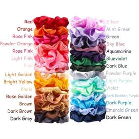 img 3 attached to 🌈 Colorful Silk Satin Hair Scrunchies Set - 28Pcs for Women | Strong Elastic Hair Bobbles | Colorful Hair Accessories Ropes | Traceless Hair Ties