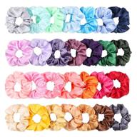 🌈 colorful silk satin hair scrunchies set - 28pcs for women | strong elastic hair bobbles | colorful hair accessories ropes | traceless hair ties logo