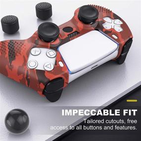 img 2 attached to 🎮 MoKo PS5 Controller Skin Case with Thumb Grip Caps - Silicone Cover for Sony Playstation 5 DualSense Wireless Controller 2020, Red - Shock-Absorption & Anti-Scratch