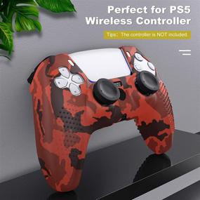 img 3 attached to 🎮 MoKo PS5 Controller Skin Case with Thumb Grip Caps - Silicone Cover for Sony Playstation 5 DualSense Wireless Controller 2020, Red - Shock-Absorption & Anti-Scratch