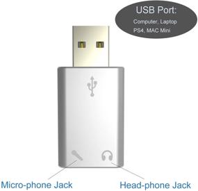 img 3 attached to 🔊 Silver USB Audio Adapter AllEasy - External Sound Card with Speaker Headphone and Microphone Jack - Enhance USB Audio Device Performance