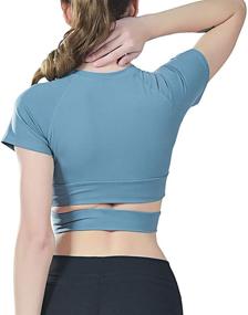 img 2 attached to 👚 DREAM SLIM Workout Crop Tops for Women: Stylish Tummy Cross Dance Yoga Tops for a Slim Fit Workout