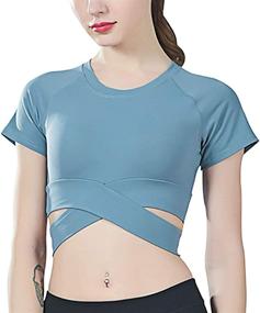 img 3 attached to 👚 DREAM SLIM Workout Crop Tops for Women: Stylish Tummy Cross Dance Yoga Tops for a Slim Fit Workout