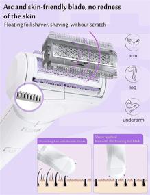 img 2 attached to EESKA Electric Shaver for Women: 2-in-1 Rechargeable Bikini Trimmer - Ladies Electric Razor for 🪒 Legs, Underarms, and Pubic Hair. Painless Hair Removal Grooming Kit - IPX7 Waterproof Wet/Dry Use (White)