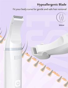 img 1 attached to EESKA Electric Shaver for Women: 2-in-1 Rechargeable Bikini Trimmer - Ladies Electric Razor for 🪒 Legs, Underarms, and Pubic Hair. Painless Hair Removal Grooming Kit - IPX7 Waterproof Wet/Dry Use (White)