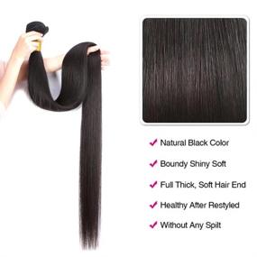 img 2 attached to 🔥 Волосы Maxine Brazilian Straight Hair Weave Hair Human Bundles (24 26 28 дюймов) - 100% непереработанные волосы бразильского волоса для натурального цвета волос Weave