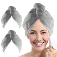 👩 youlertex super absorbent turban hair towel wrap for women - 2 pack 10 inch x 26 inch, quick dry microfiber for drying curly long thick hair (gray) logo