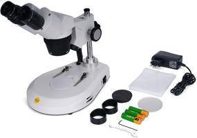 img 2 attached to 🔬 Swift S306S-20-2L Binocular Stereo Microscope with 20X/40X/80X Magnification, 360° Rotatable Forward Mount, Wide-field 10X and 20X Eyepieces, Upper and Lower LED Illumination, Reversible Black/White Stage Plate