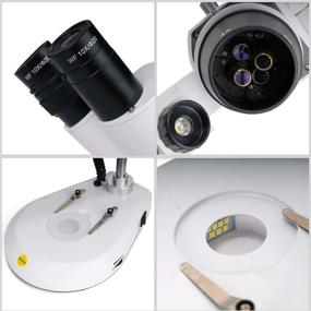 img 1 attached to 🔬 Swift S306S-20-2L Binocular Stereo Microscope with 20X/40X/80X Magnification, 360° Rotatable Forward Mount, Wide-field 10X and 20X Eyepieces, Upper and Lower LED Illumination, Reversible Black/White Stage Plate