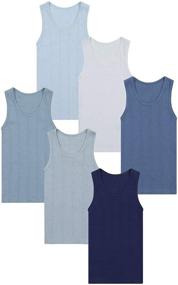 img 3 attached to 👕 Premium Soft Cotton Tank Top for Boys - Pack of 6 Scoop Neck Tagless Undershirts by Buyless Fashion