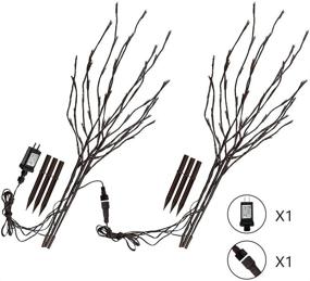 img 1 attached to 🌳 Vanthylit Bundle of 2 Sets - 3PK 30-inch Brown Lighted Twig Stakes with 120 Warm White Pathway Lights for Outdoor and Indoor Use (Vase Not Included)