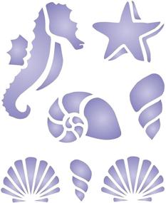 img 1 attached to 🐚 Sea Shell Nautical Seashore Reef Stencil for Painting, Ocean Theme, 5 x 6 inch (M) - Ideal for Cards...