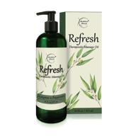 16oz refresh massage oil: eucalyptus & peppermint essential oils - all natural muscle relaxer for stress relief & full body massage therapy - nut free formula logo