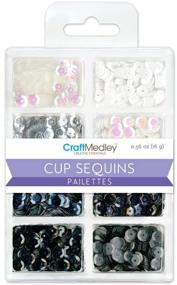 img 1 attached to 🖤 Craft Medley GC457A Cup Sequins: 7mm, 16g, 8 Colors - Black and White Sparkle for Multicraft Projects