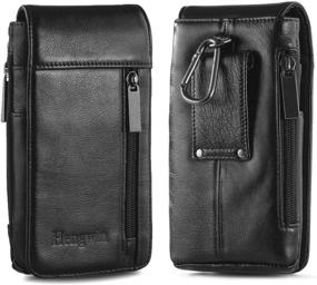 img 4 attached to 📱 Hengwin Genuine Leather Phone Holster with Belt Clip - iPhone 12 Pro Max Case, iPhone 11 Pro Max Magnetic Wallet Case for Men (Black)