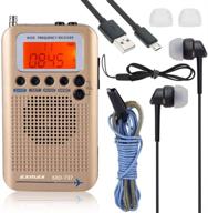 📻 exmax exd-737 full band frequency shortwave radio receiver airband: portable handheld aircraft digital alarm speaker with extended antenna, lcd screen, orange backlight for indoor & outdoor activities in golden home logo